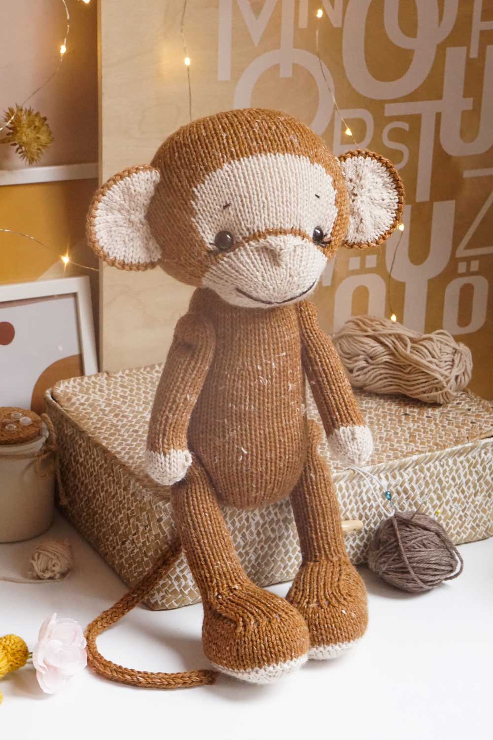 Knitting Pattern - Large Monkey + Video Bonus!